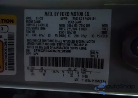 2022 Ford Bronco Sport Outer Banks from USA, damaged, VIN 3FMCR9C63NRE28588